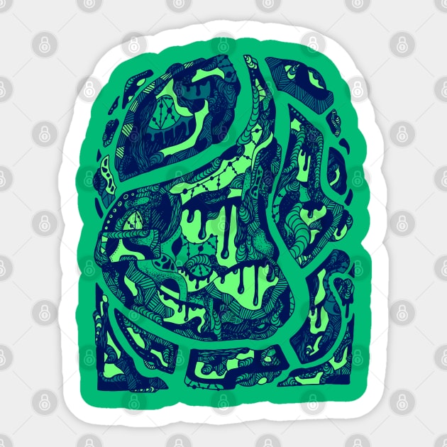 Ngreen Abstract Wave of Thoughts No 3 Sticker by kenallouis